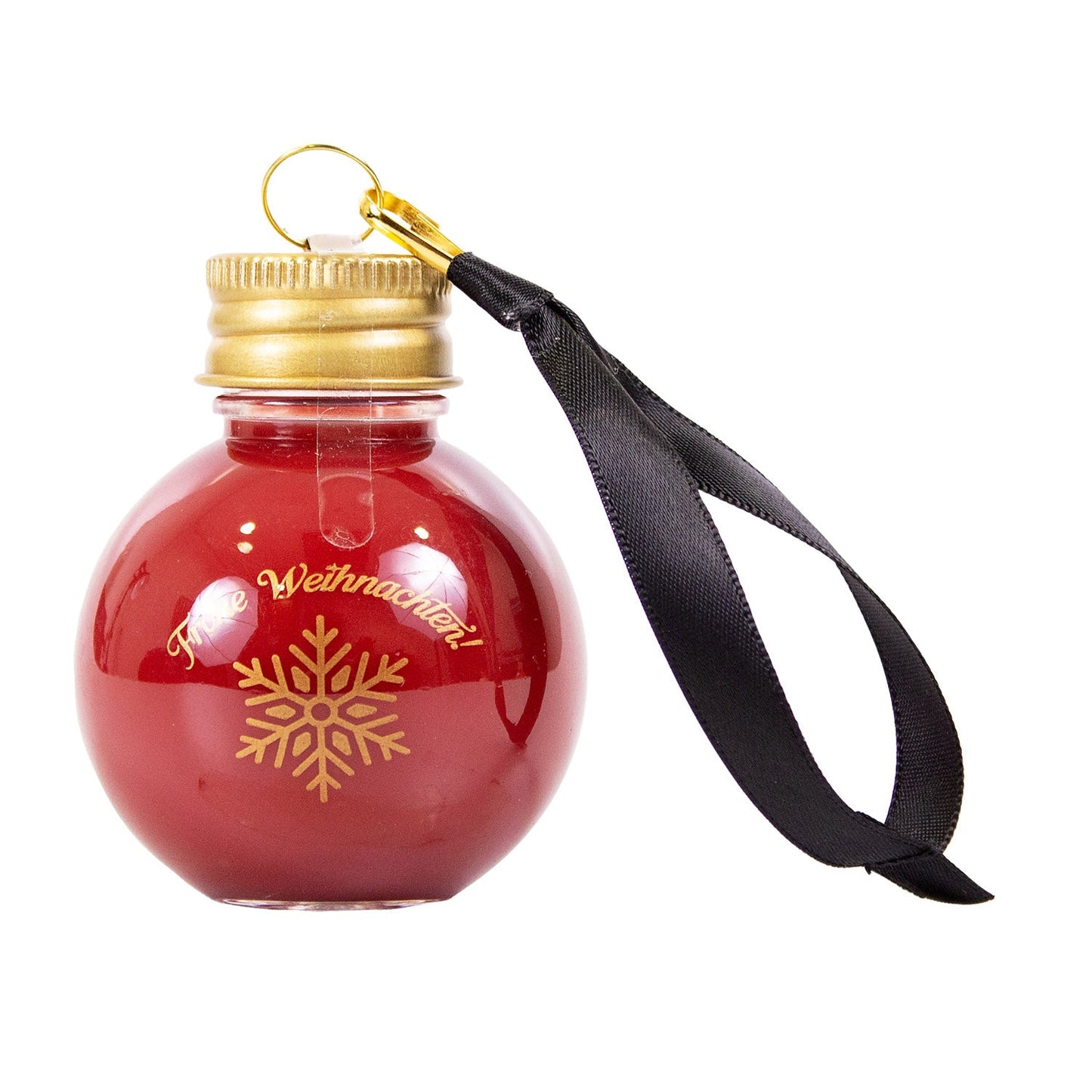 Christbaumkugel gefüllt mit Glühwein Sahnelikör