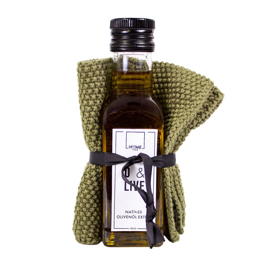 Spüllappen grün mit Olivenöl