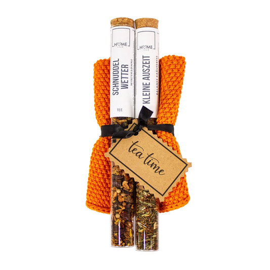 Spüllappen orange mit Tee in Vitro